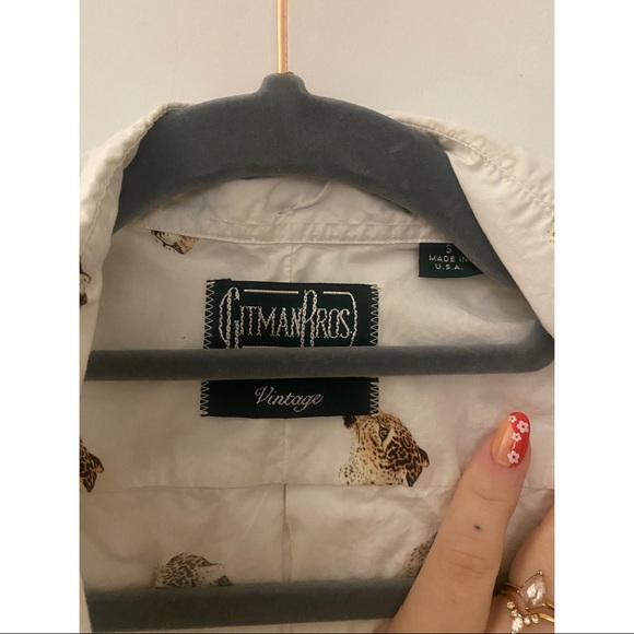 gitman brothers vintage mens small white cheetah button down 🐆 - Picture 5 of 5